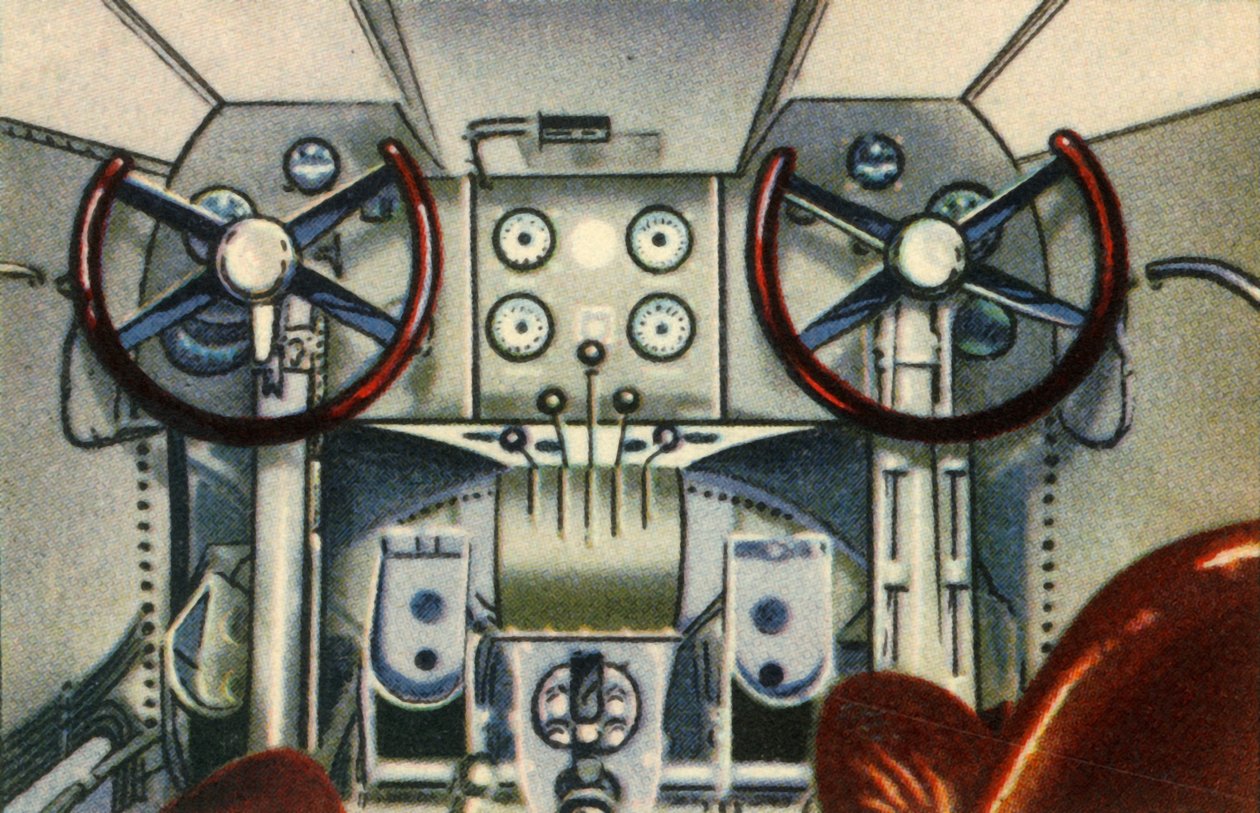 Kokpit na pokładzie łodzi latającej Dornier, lata 20., 1932. autorstwa Unbekannt