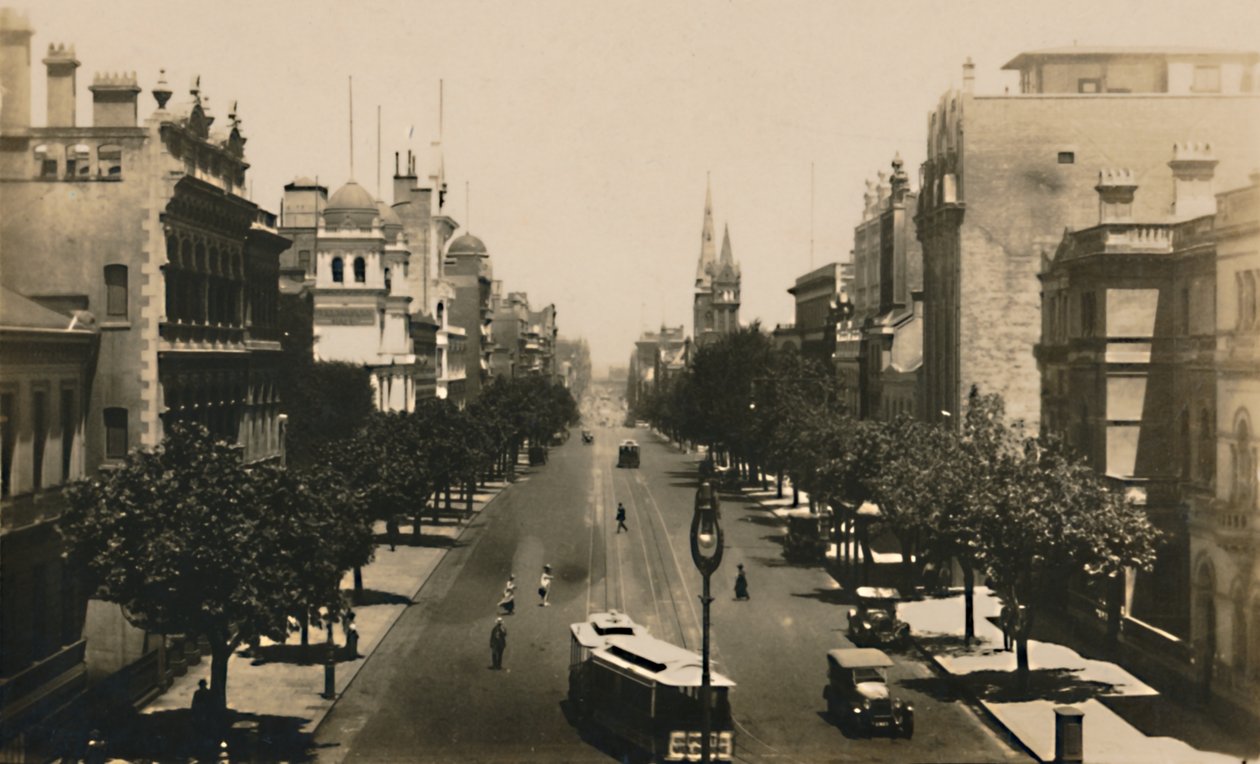 Collins Street, Melbourne, Australia, ok. 1920 r. autorstwa Unbekannt