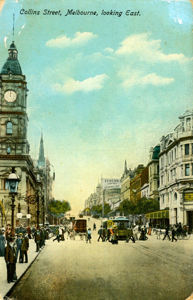 Collins Street, patrząc na wschód, Melbourne, Victoria, Australia, c1900 autorstwa Unbekannt