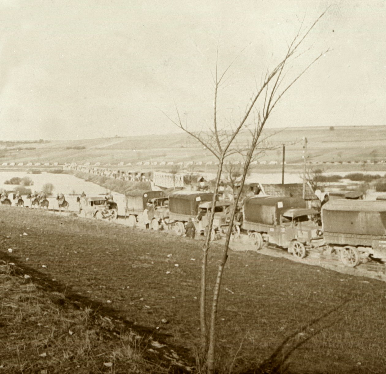 Kolumna ciężarówek na Voice Sacrée, Verdun, północna Francja, c1914-c1918. autorstwa Unbekannt