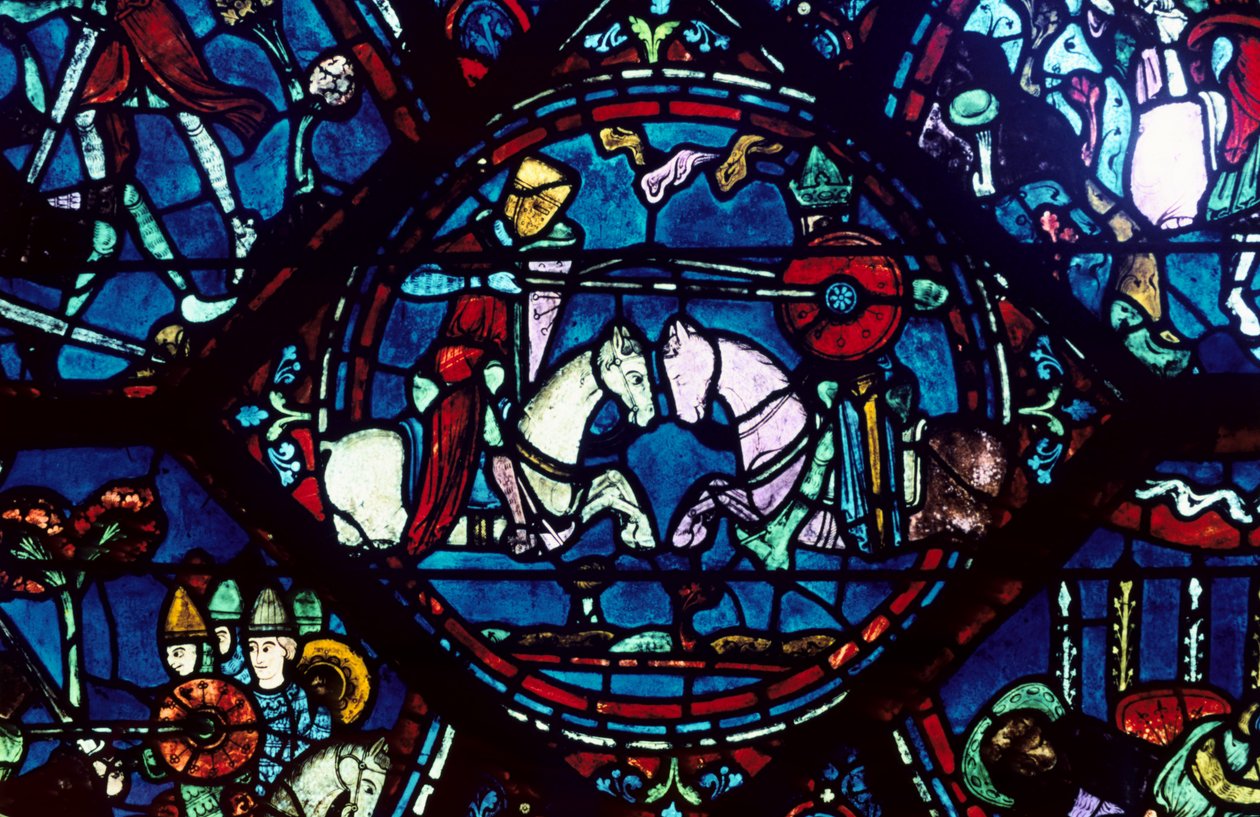 Walka Roland i King Marsile, witraż, katedra w Chartres, Francja, 1194-1260 autorstwa Unbekannt