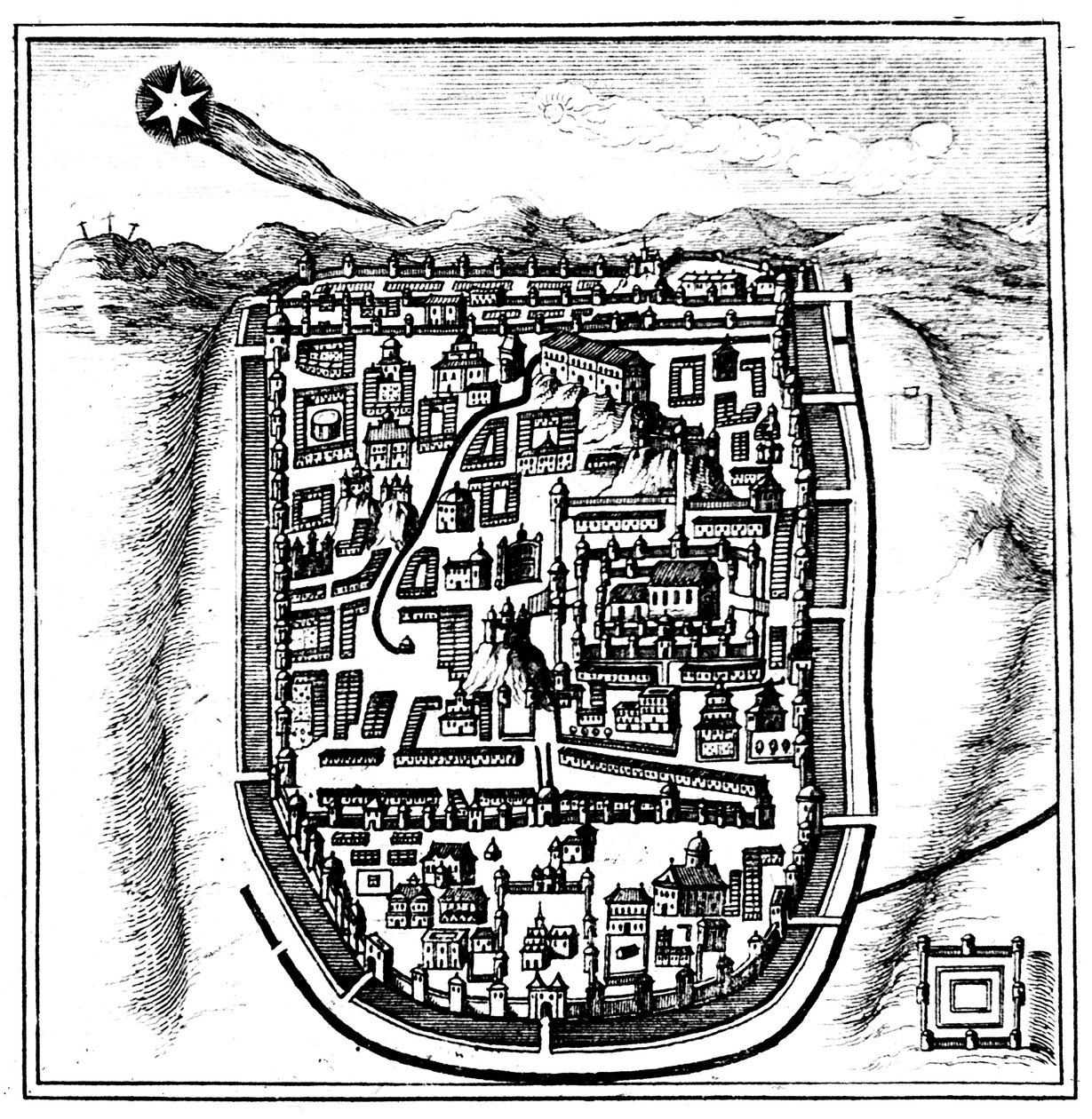 Kometa 66 AD Halley nad Jerozolimą, 1666 autorstwa Unbekannt