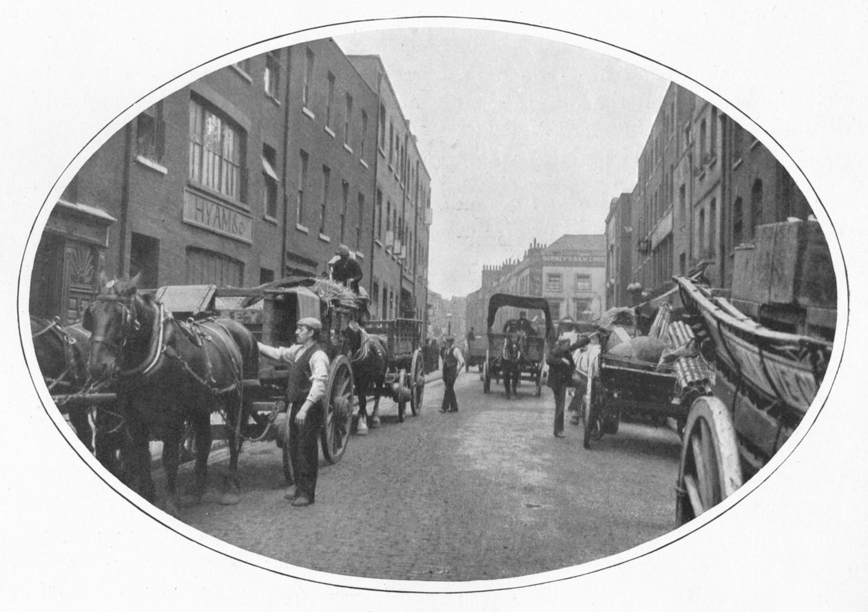 Rozpoczęcie pracy, Osborn Street, Whitechapel, Londyn, c1903 1903 autorstwa Unbekannt