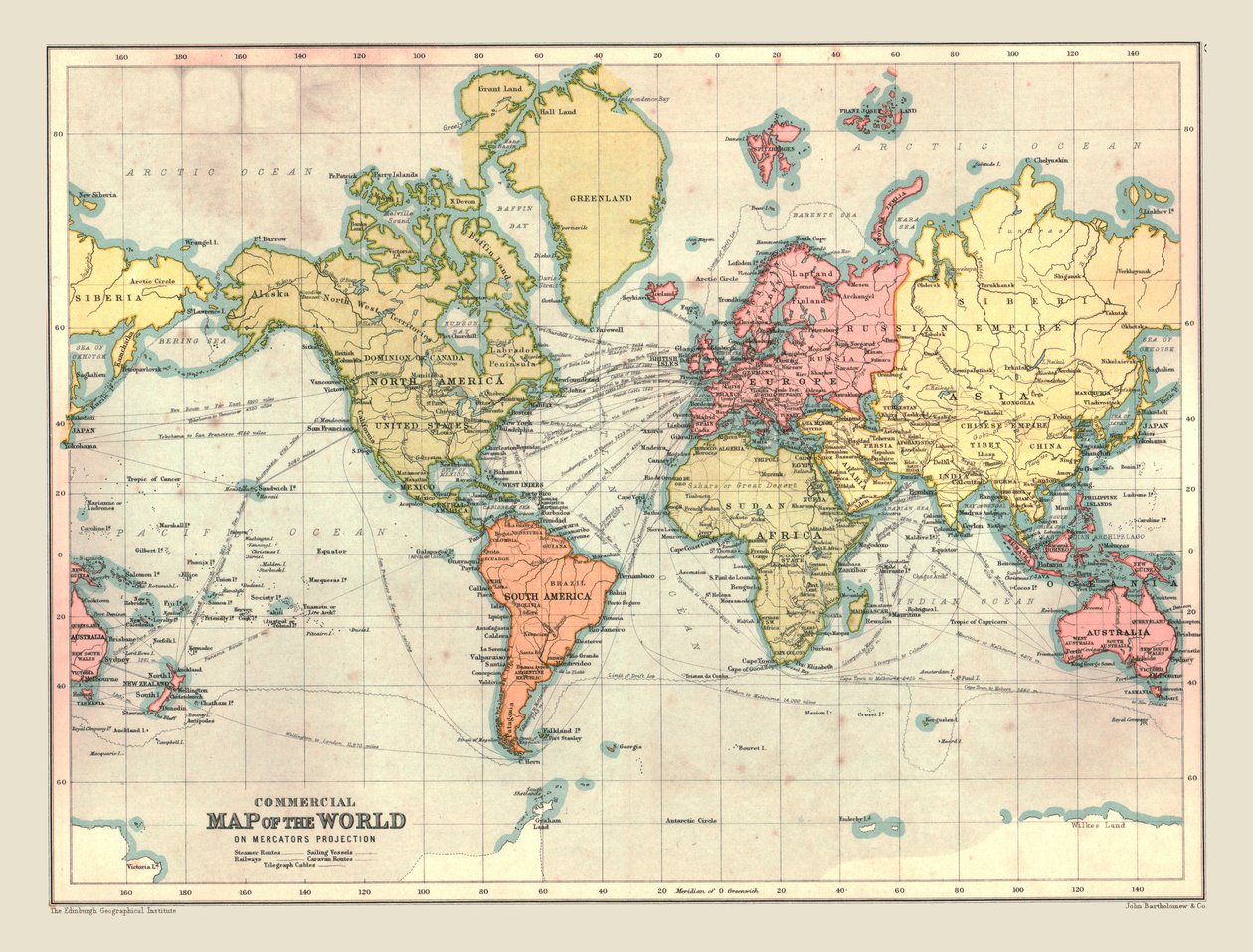 Komercyjna mapa świata, 1902. autorstwa Unbekannt