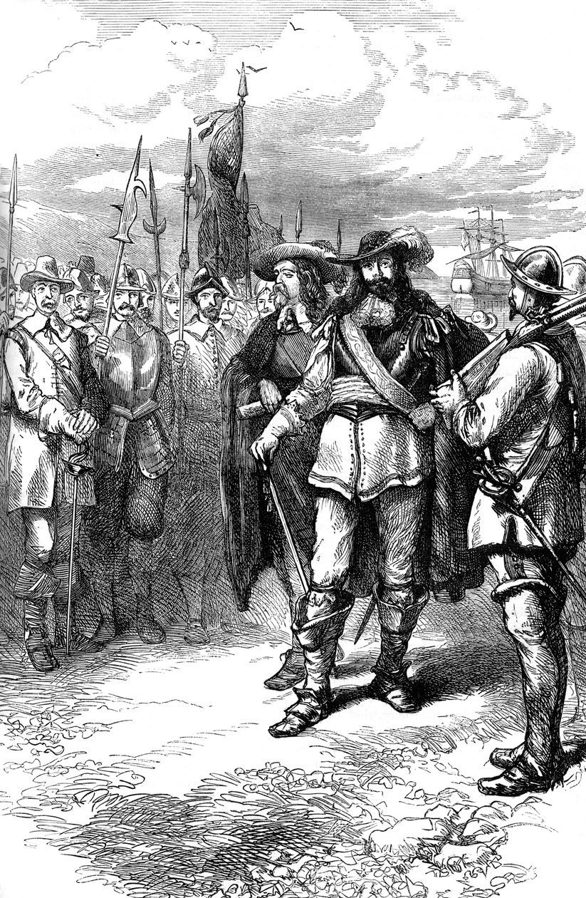 Komisarze lądujący w Bostonie, XVII wiek ok. 1880 r. autorstwa Unbekannt
