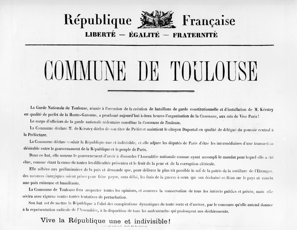 Commune de Toulouse, z francuskich plakatów politycznych Komuny Paryskiej autorstwa Unbekannt