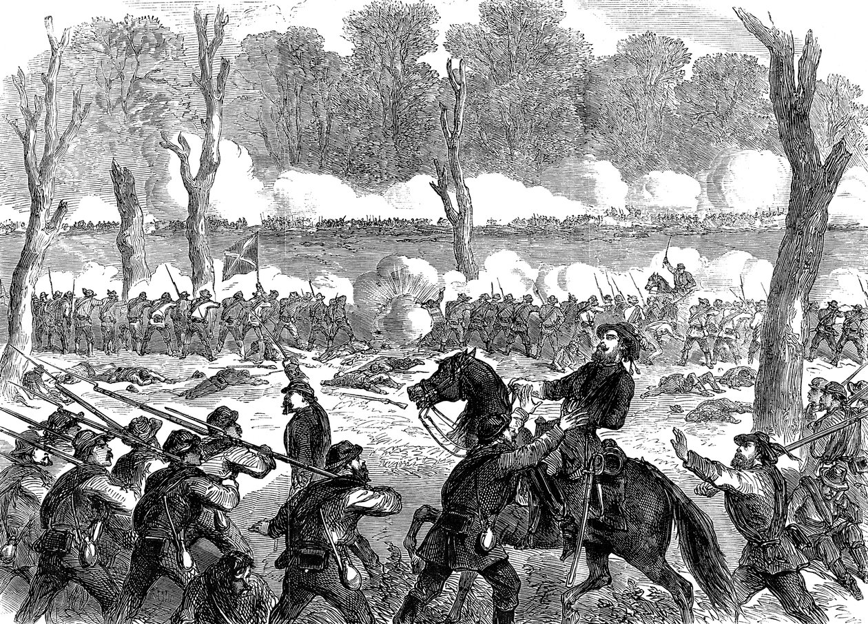 Generał Konfederacji Hood ranny w bitwie pod Chickamauga, wojna secesyjna, 1863 r. autorstwa Unbekannt