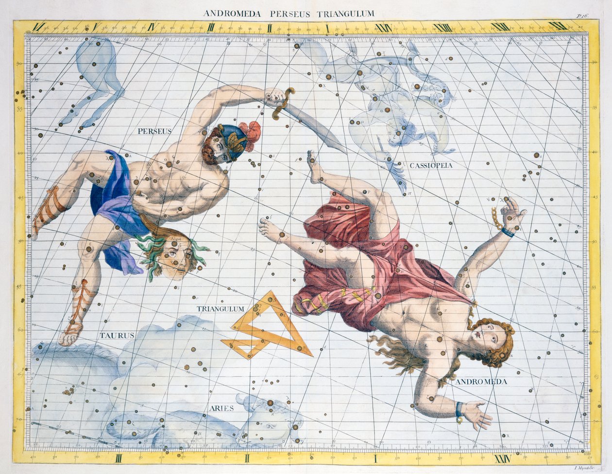 Konstelacje Perseusza i Andromedy, 1729 autorstwa Unbekannt