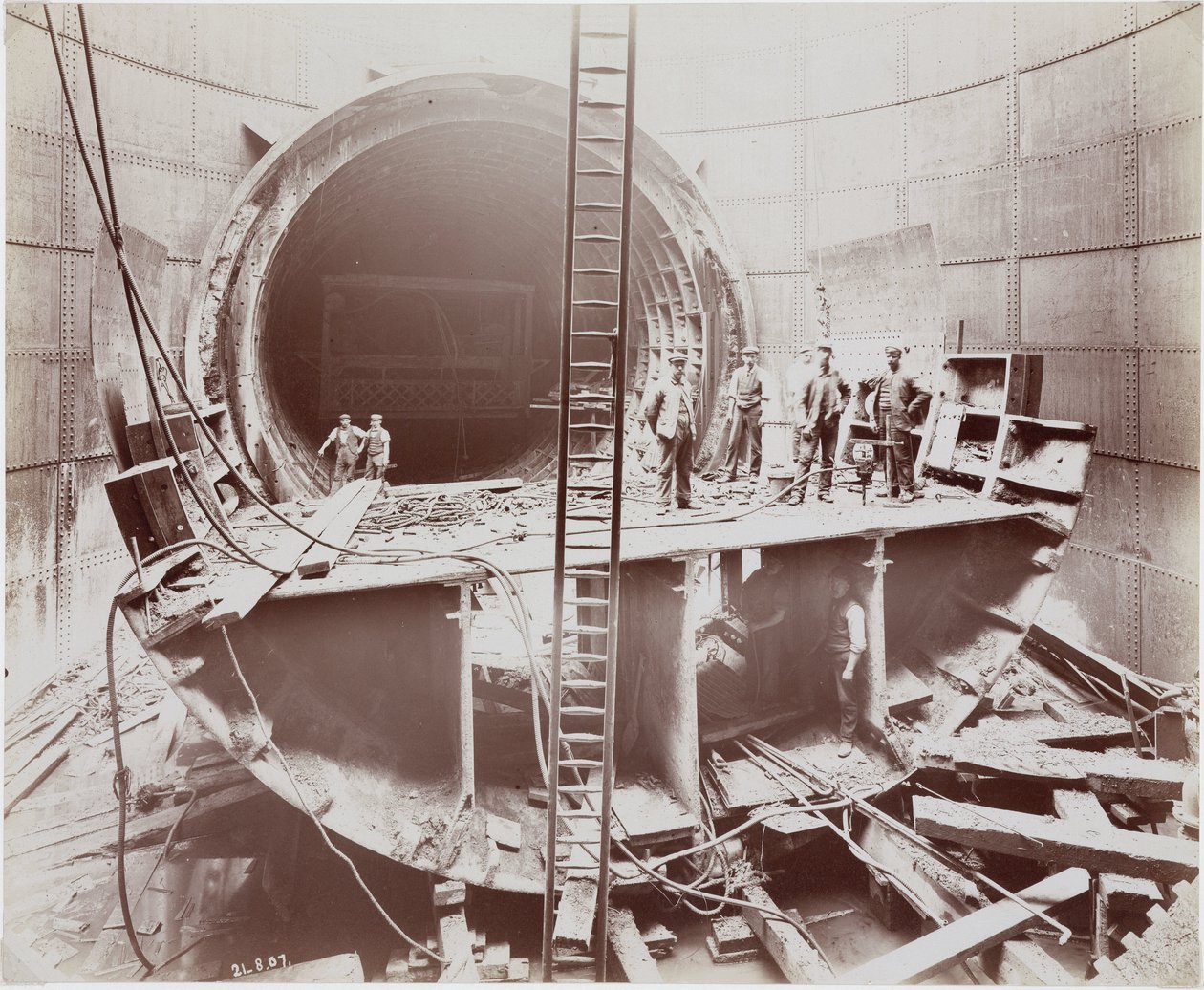Budowa, tunele Budowa tunelu Rotherhithe, Londyn autorstwa Unbekannt