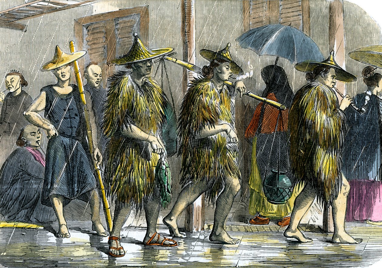 Kulisy w Hongkongu, w deszczową pogodę, ok. 1875 r. autorstwa Unbekannt