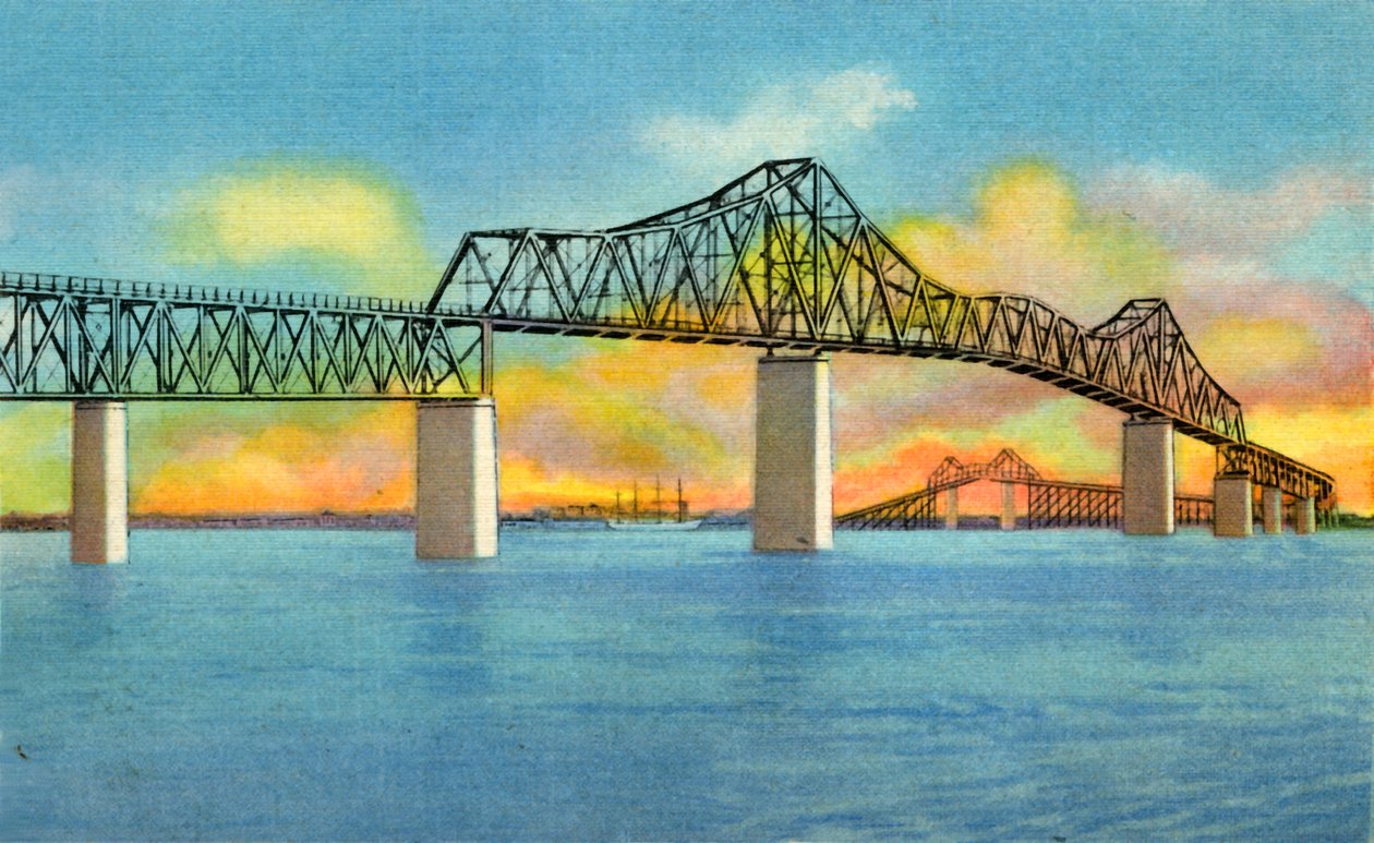 Cooper River Bridge, Charleston, Karolina Południowa, 1942. autorstwa Unbekannt