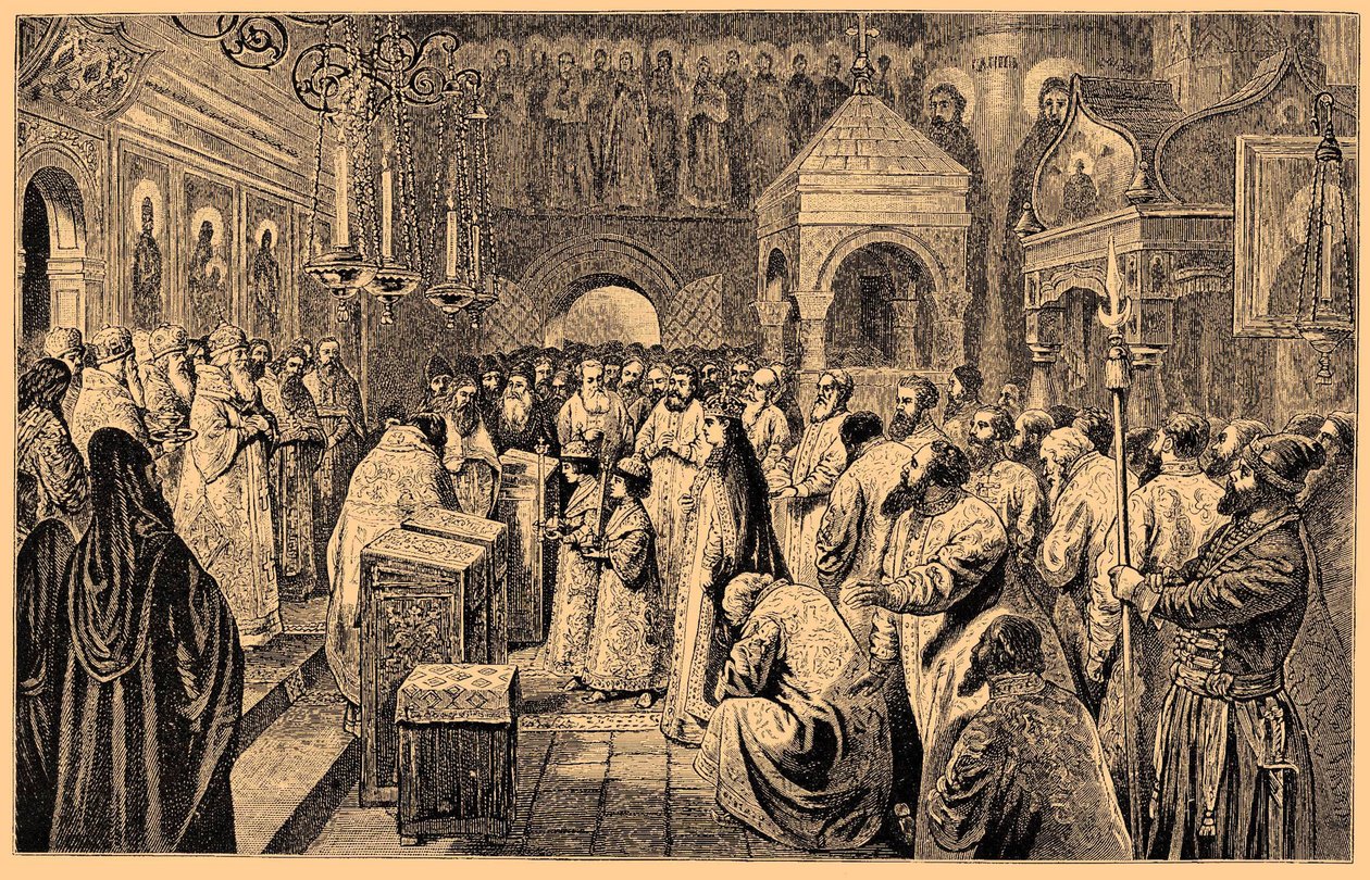 Koronacja dwojga dzieci Romanowów, Iwana V i Piotra I, 1682, XIX w. autorstwa Unbekannt