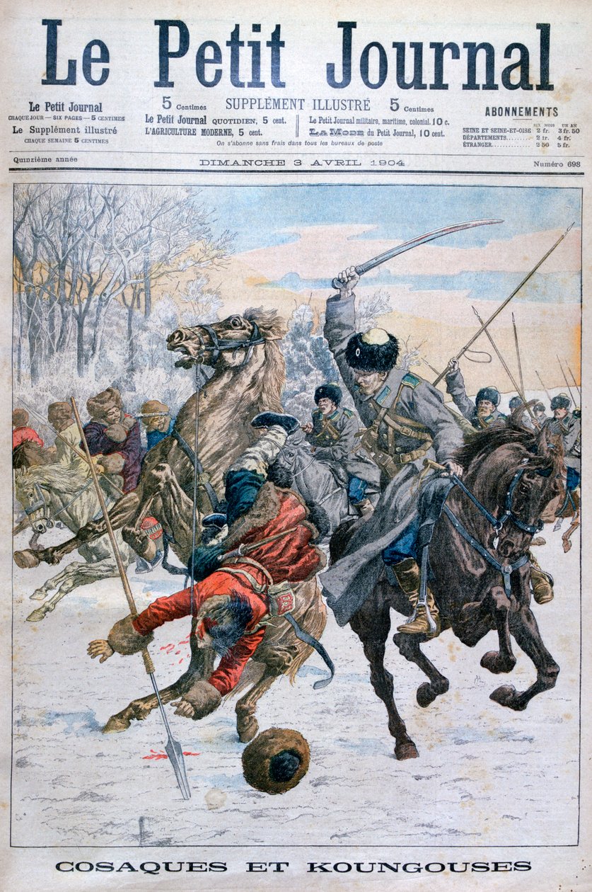 Kozacy walczący z Manchus, wojna rosyjsko-japońska, 1904 autorstwa Unbekannt