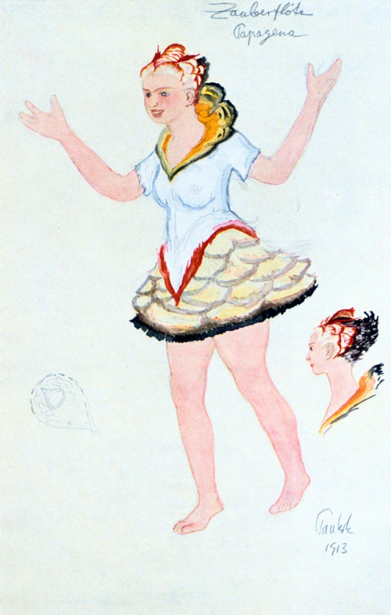 Projekt kostiumu dla Papegeny, 1913 autorstwa Unbekannt