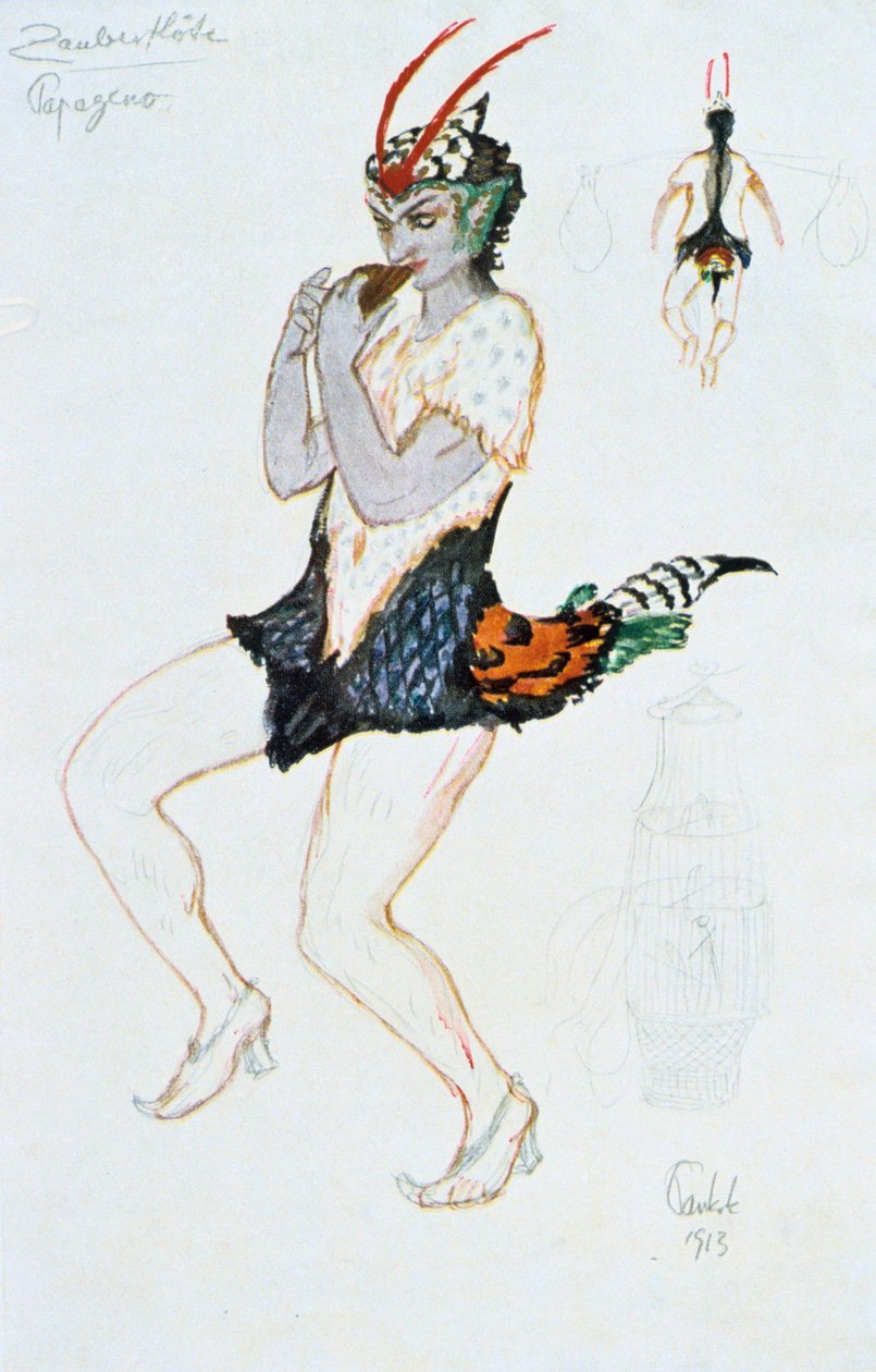 Projekt kostiumu dla Papegeno, 1913 autorstwa Unbekannt