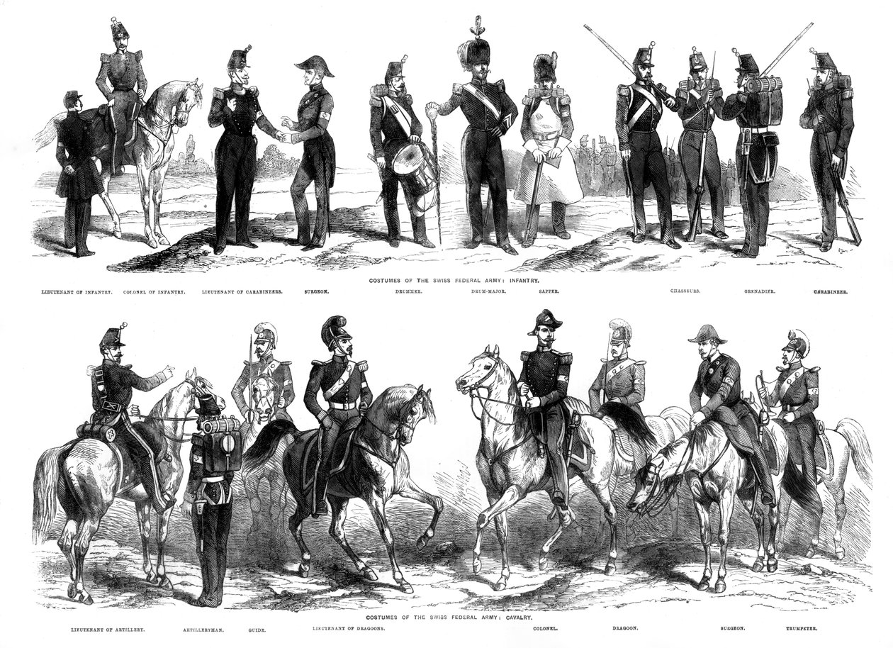 Kostiumy Szwajcarskiej Armii Federalnej, 1857 autorstwa Unbekannt
