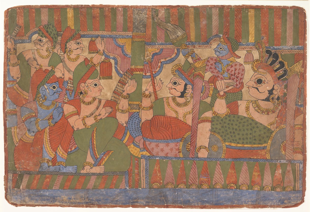 Rada Bohaterów... z rozproszonego Mahabharaty Wielcy Potomkowie Mahabharaty, ca. 1800. autorstwa Unbekannt