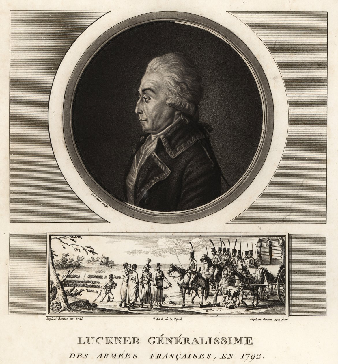 Hrabia Nicolas Luckner, generał francuskiej rewolucji, Generalissime des Armees Francaises, stracony w 1794 roku autorstwa Unbekannt