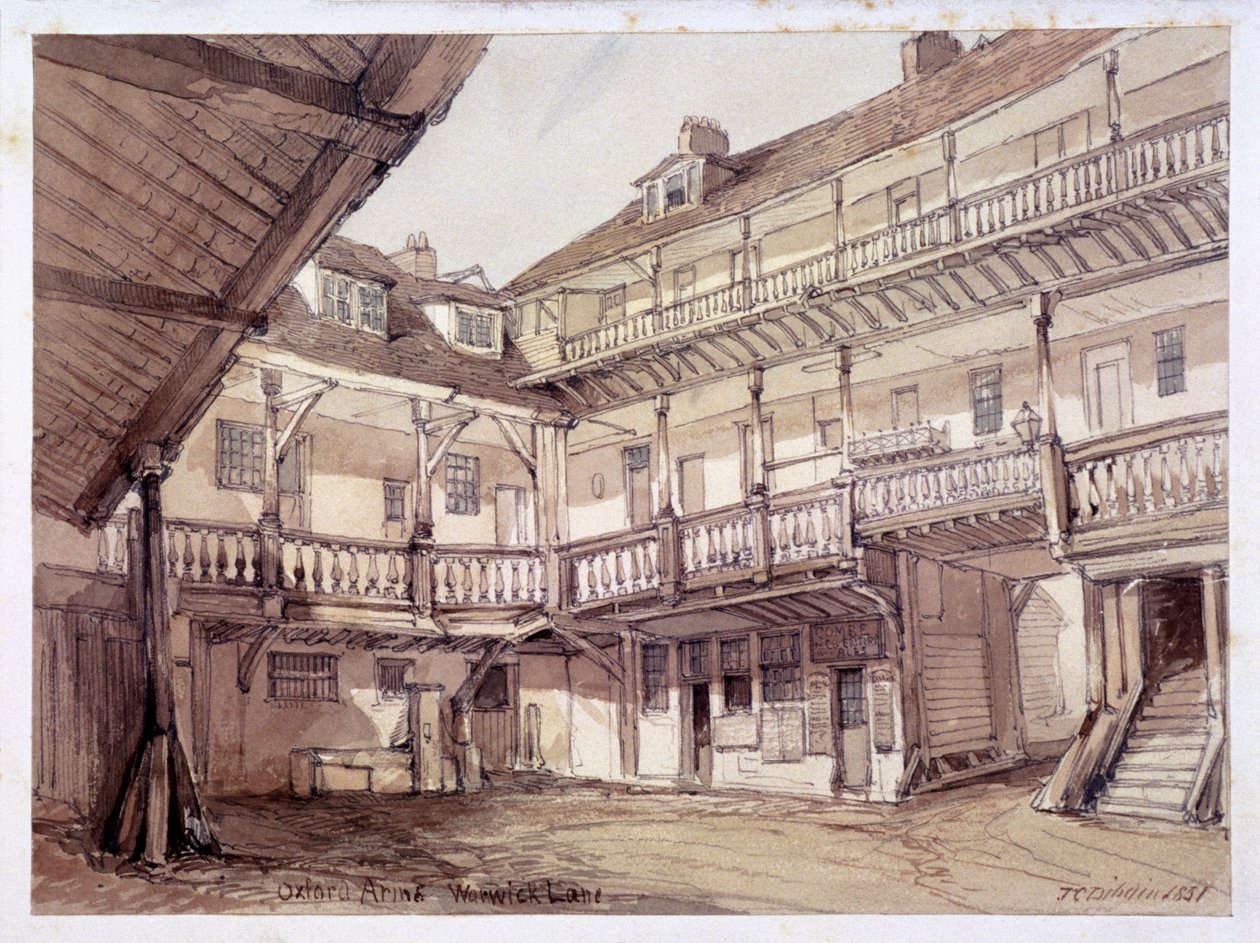 Dziedziniec Oxford Arms Inn, Warwick Lane, Londyn, 1851 autorstwa Unbekannt