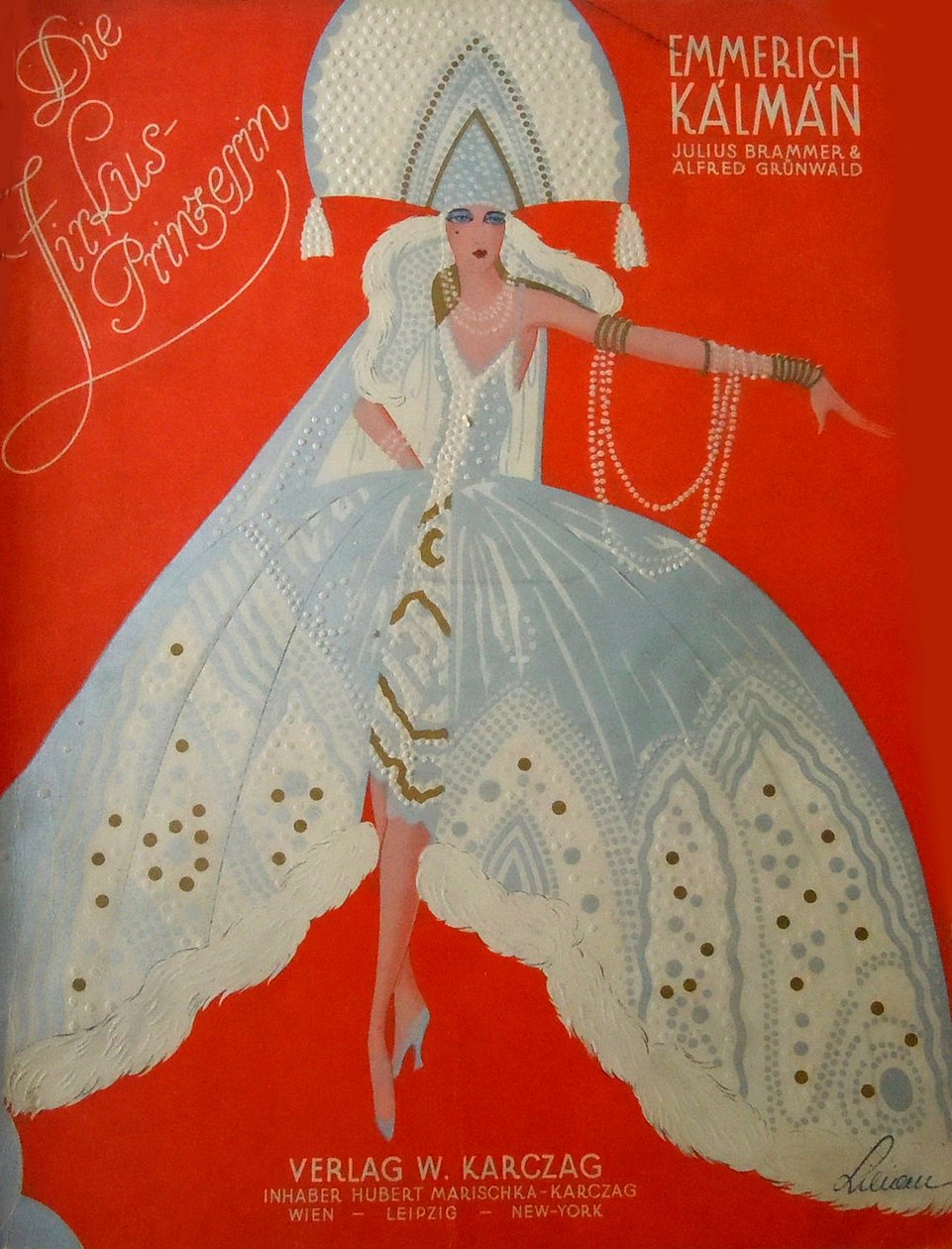 Okładka do oryginalnej partytury fortepianowej Księżniczki cyrkowej Emmericha Kalmana, 1926. autorstwa Unbekannt