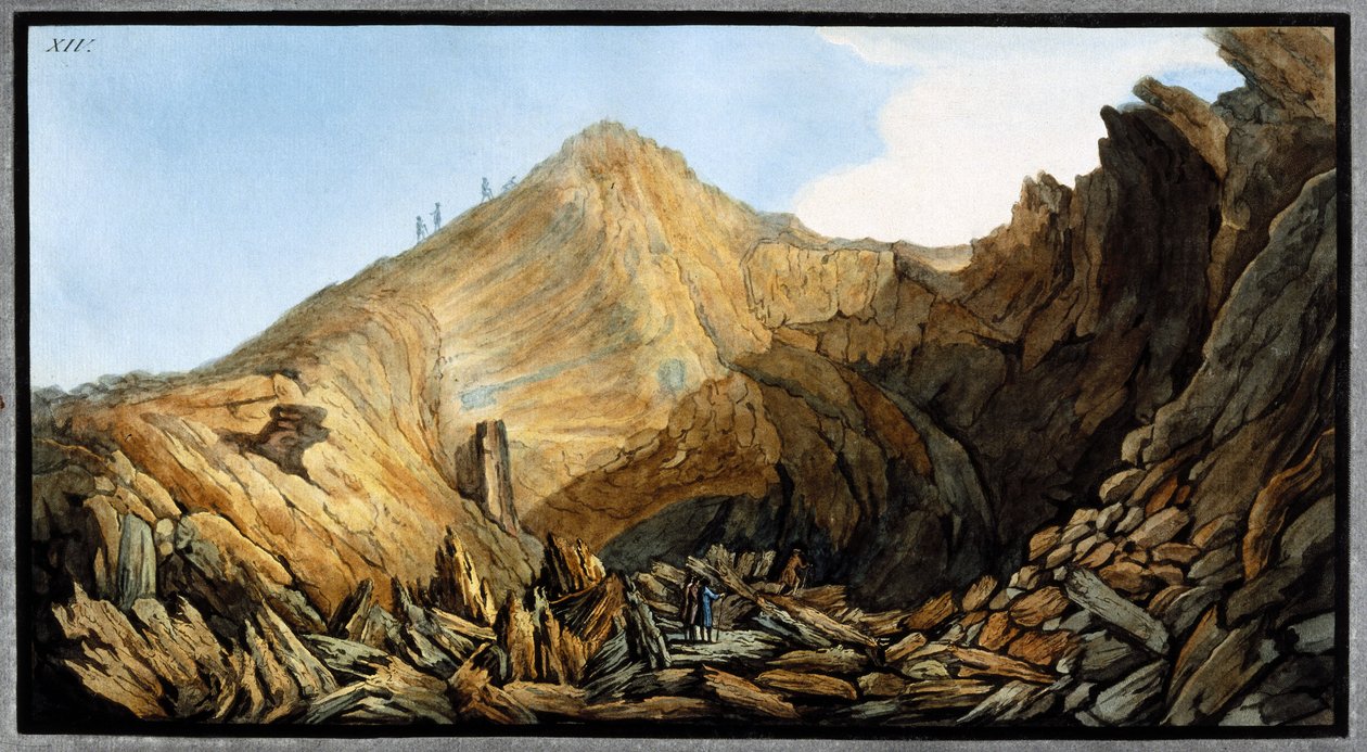 Krater wewnątrz stożka „małej góry”, Wezuwiusz, Królestwo Neapolu, ok. 1761 autorstwa Unbekannt