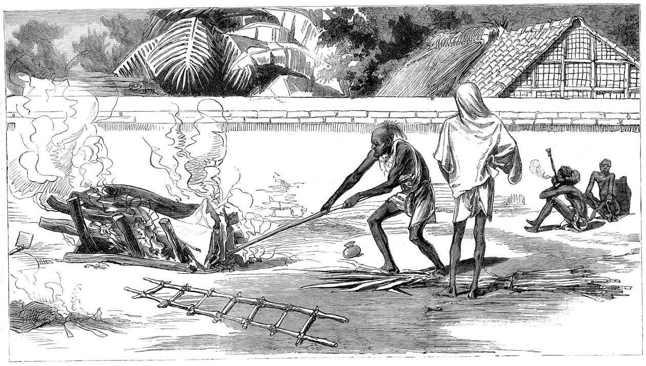 Kremacja w Kalkucie, Indie, 1882 r. autorstwa Unbekannt