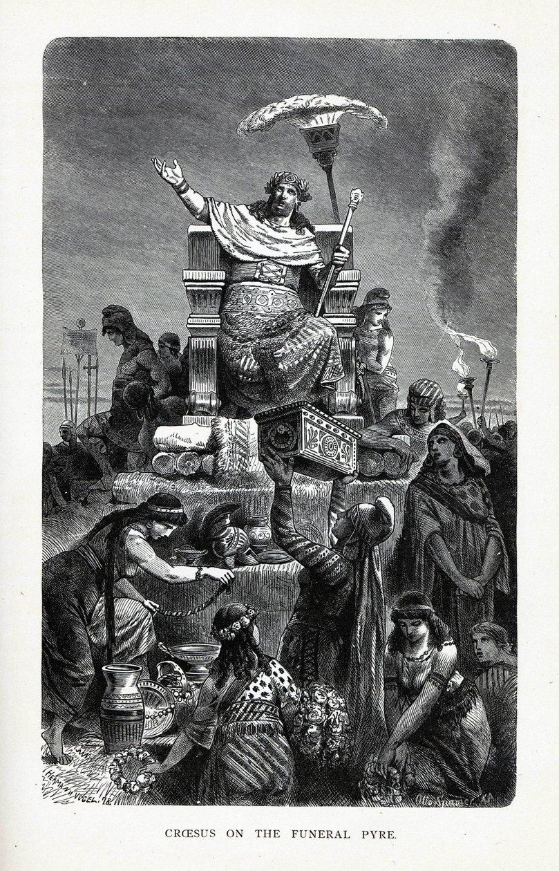 Krezus na stosie pogrzebowym, 1882 autorstwa Unbekannt