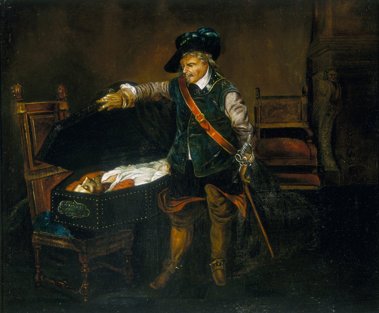 „Cromwell wpatrujący się w ciało Karola I”, po 1850 r. autorstwa Unbekannt
