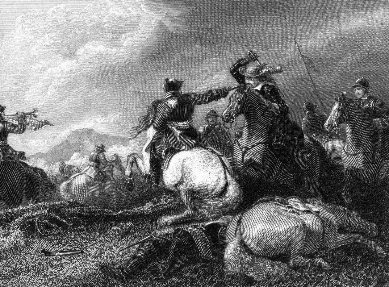 Cromwell w bitwie pod Marston Moor, 2 lipca 1644, XIX w. autorstwa Unbekannt