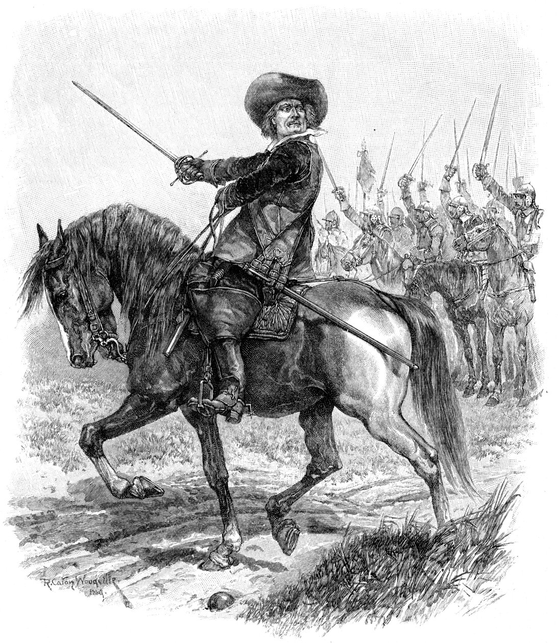 Cromwell w bitwie pod Marston Moor, 2 lipca 1644, XIX w. autorstwa Unbekannt