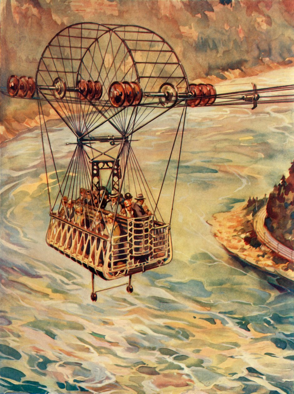 Przekraczanie wodospadu Niagara kolejką linową, ok. 1930 r. autorstwa Unbekannt