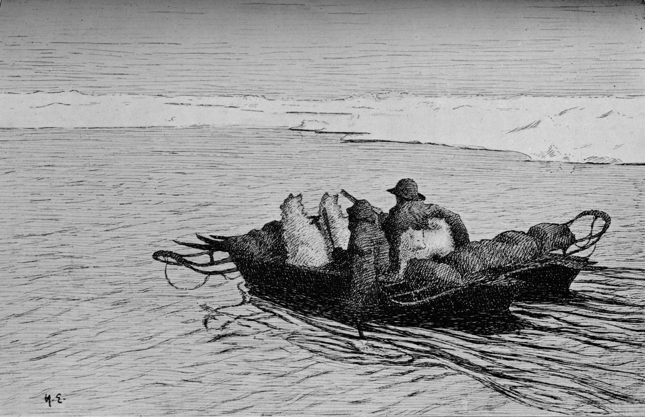 Przeprawa przez szczelinę w lodzie, c1893-1896, 1897 autorstwa Unbekannt