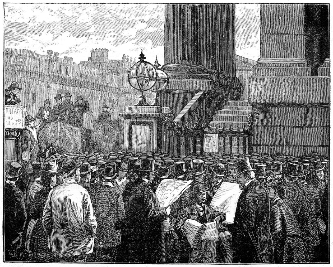 Tłum w Mansion House czyta biuletyn o chorobie księcia Walii, 1871 1900 autorstwa Unbekannt
