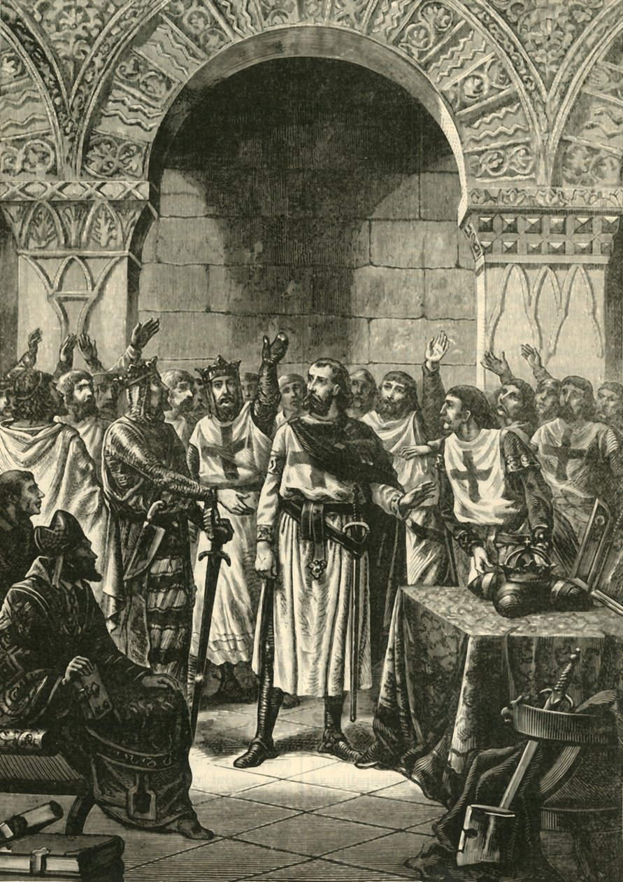 Krzyżowcy ogłaszający Godfreya z Bouillon królem Jerozolimy, 1890. autorstwa Unbekannt