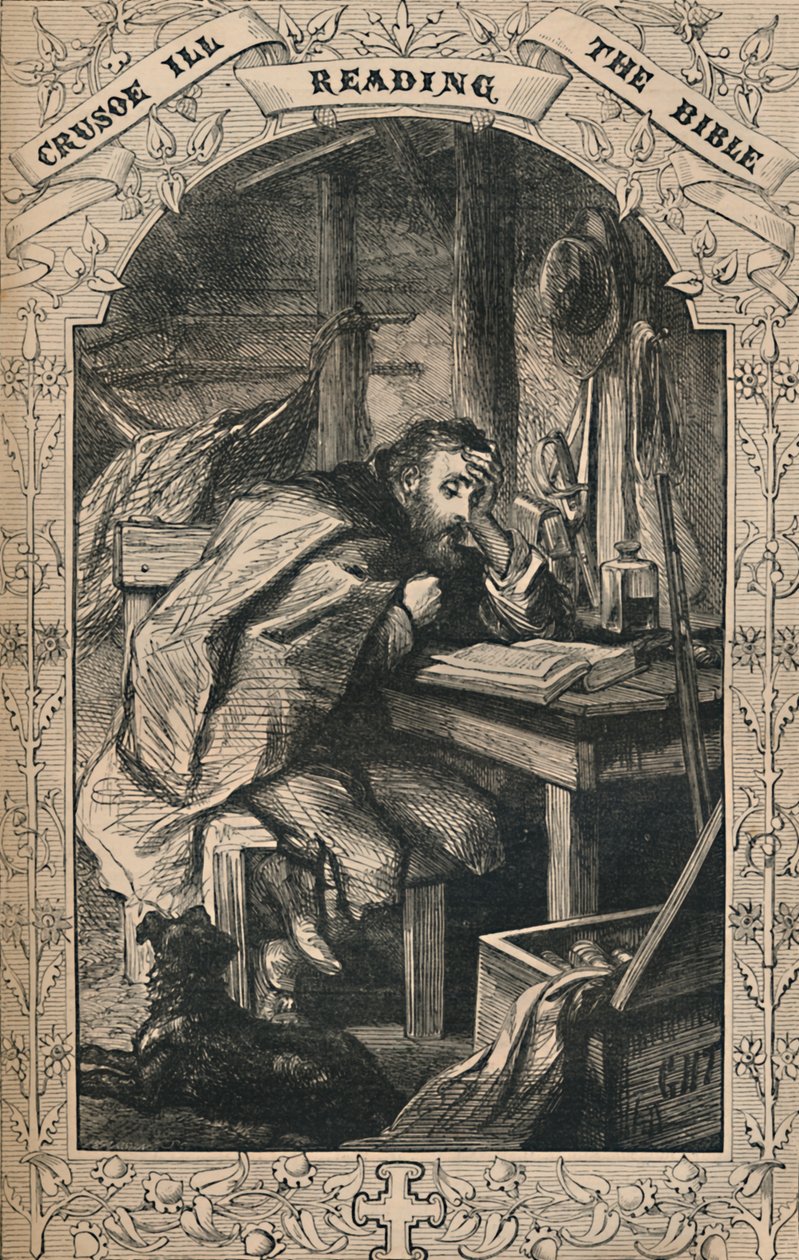 Crusoe źle czyta Biblię, ok. 1870 r. autorstwa Unbekannt