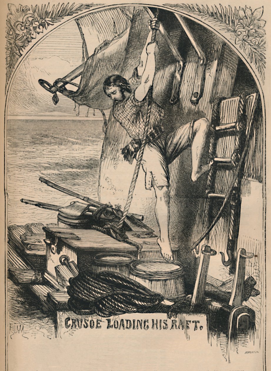 Crusoe ładuje swoją tratwę, ok. 1870 r. autorstwa Unbekannt