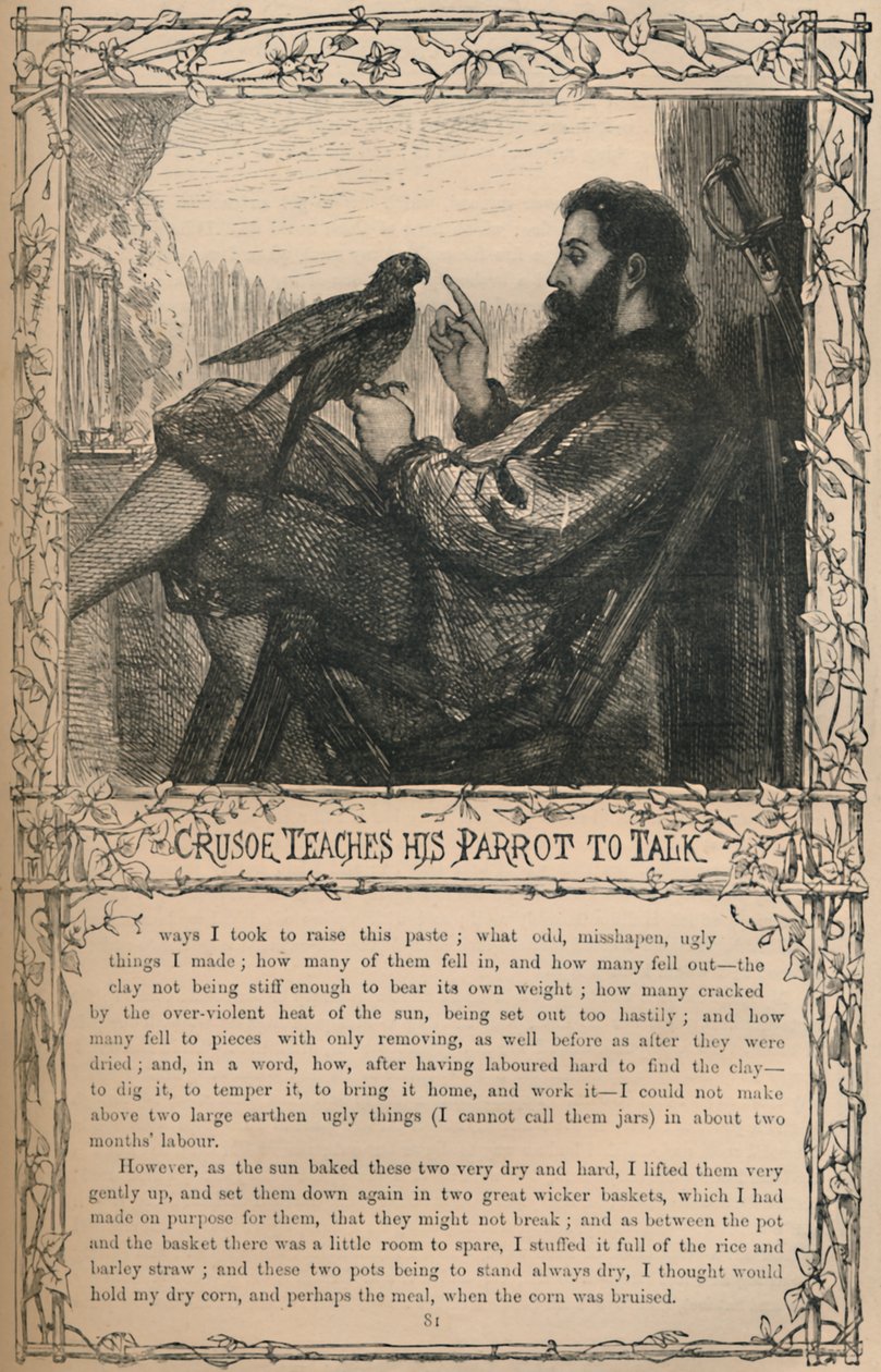 Crusoe uczy swoją papugę mówić, ok. 1870 r. autorstwa Unbekannt