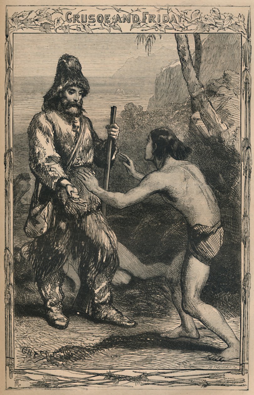 Crusoe i piątek, ok. 1870 autorstwa Unbekannt