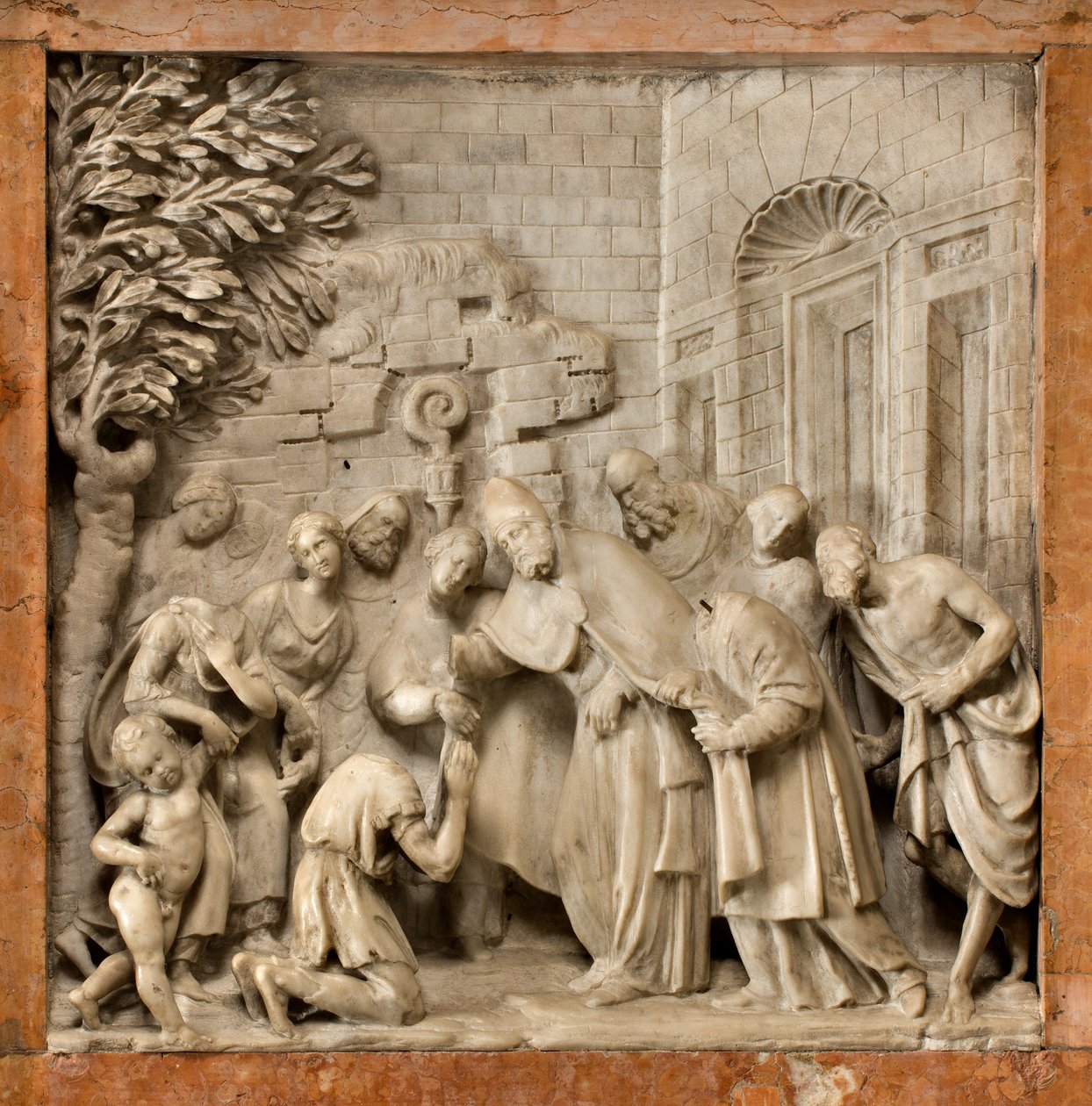 Krypta, Arka Świętych Marcellino i Piotra Egzorcysty, Lorenzo Trotti, Nawrócenie dozorcy więziennego Artemio, Katedra Santa Maria Assunta, Katedra, Cremona, Lombardia, Włochy (foto) autorstwa Unbekannt