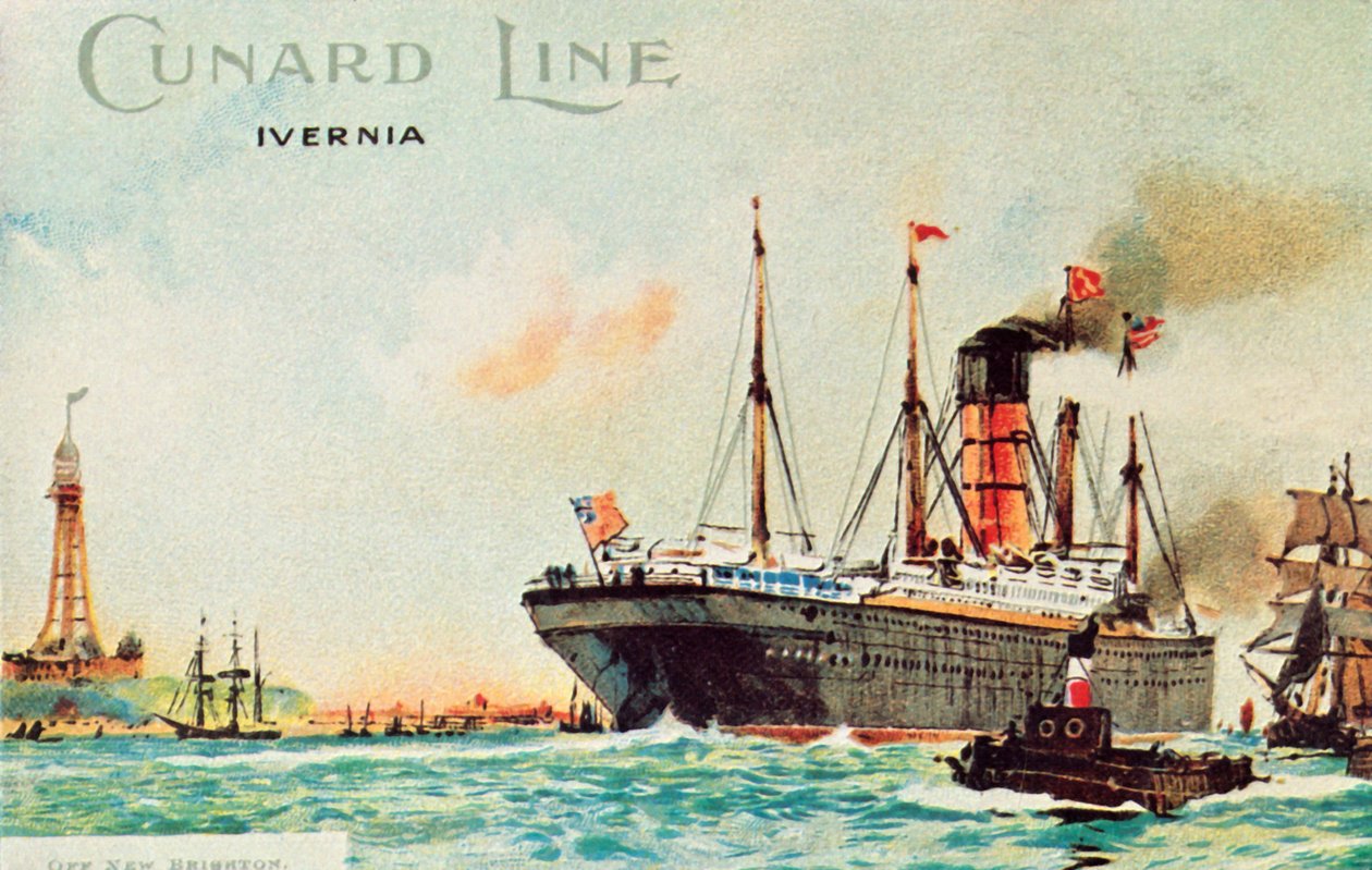Cunard Line - Ivernia, niedaleko New Brighton, ok. 1910. autorstwa Unbekannt