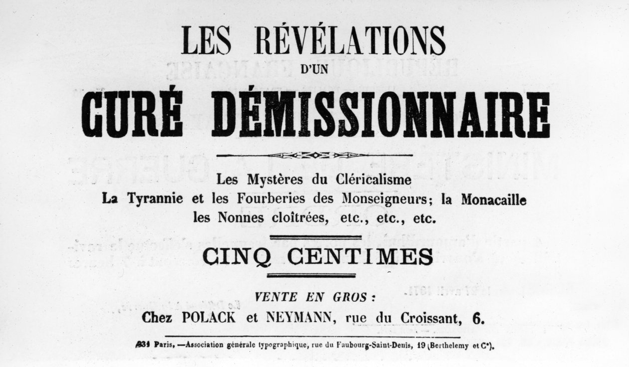 Cure Demissionnaire, z francuskich plakatów politycznych Komuny Paryskiej, maj 1871 autorstwa Unbekannt