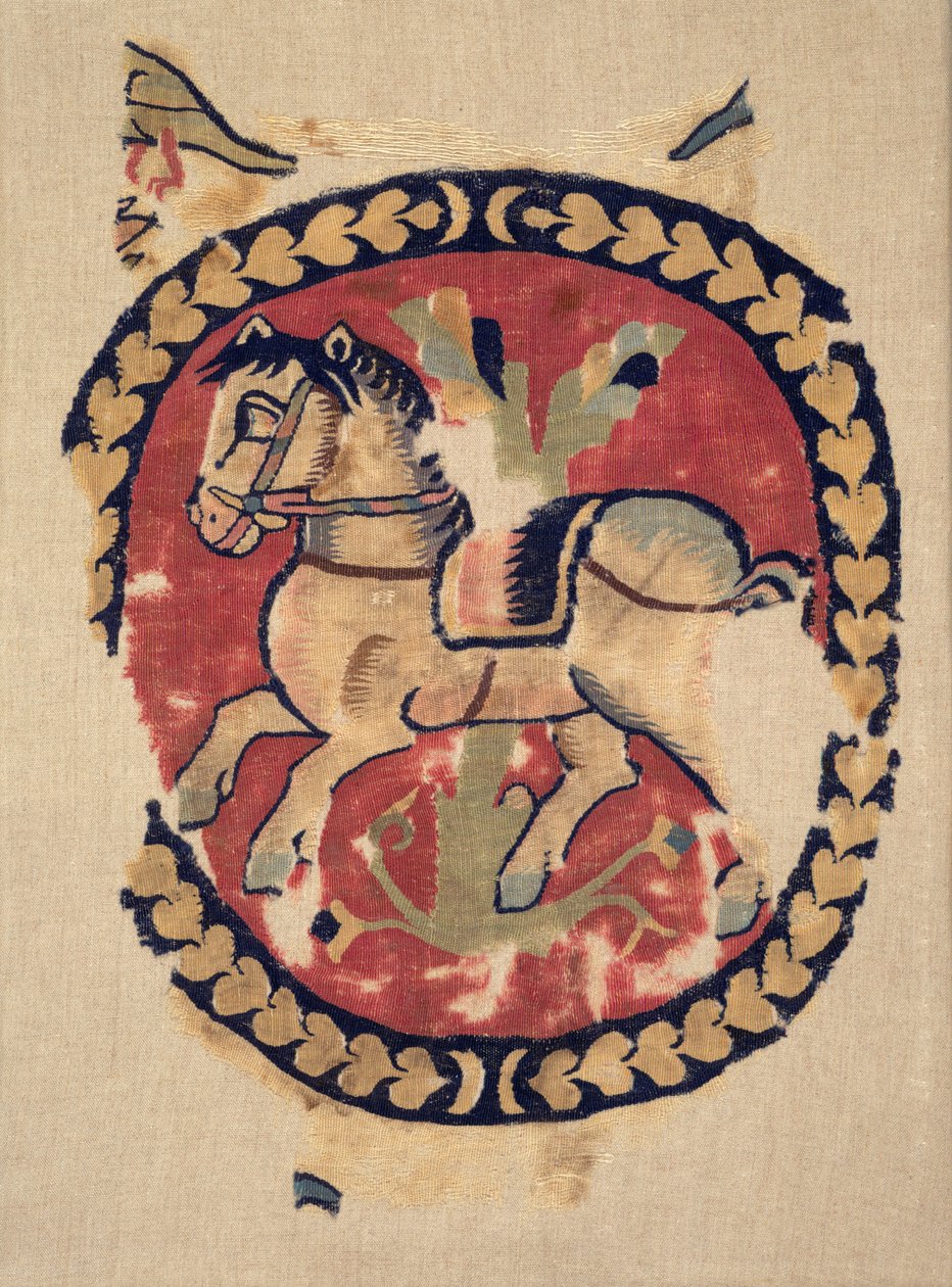 Fragment kurtyny z galopującym koniem, 500s. autorstwa Unbekannt