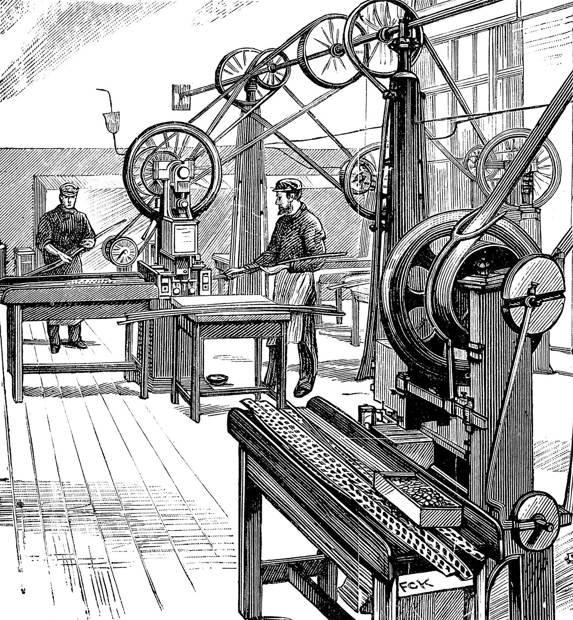 Wycinanie krążków monetarnych z metalowych pasków, Royal Mint, Londyn, 1897 autorstwa Unbekannt