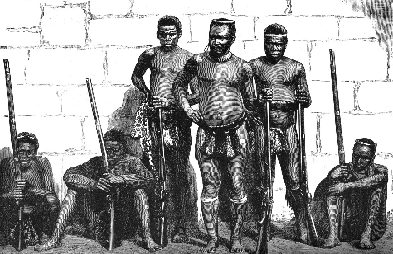 Dabulamanzi, jeden z przywódców Zulusów w Isandhlwana i Ghingilovo, ok. 1880 r autorstwa Unbekannt