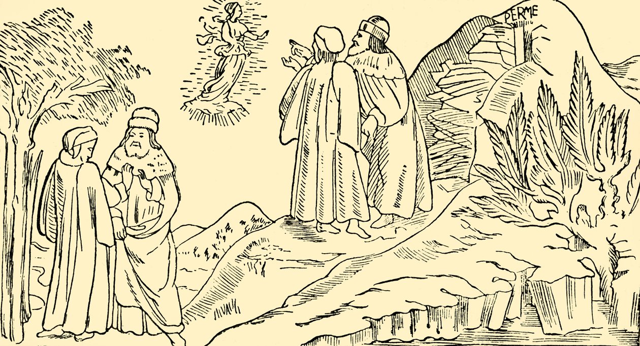 Dante w czyśćcu widzi wizję Beatrycze, ok. 1930. autorstwa Unbekannt