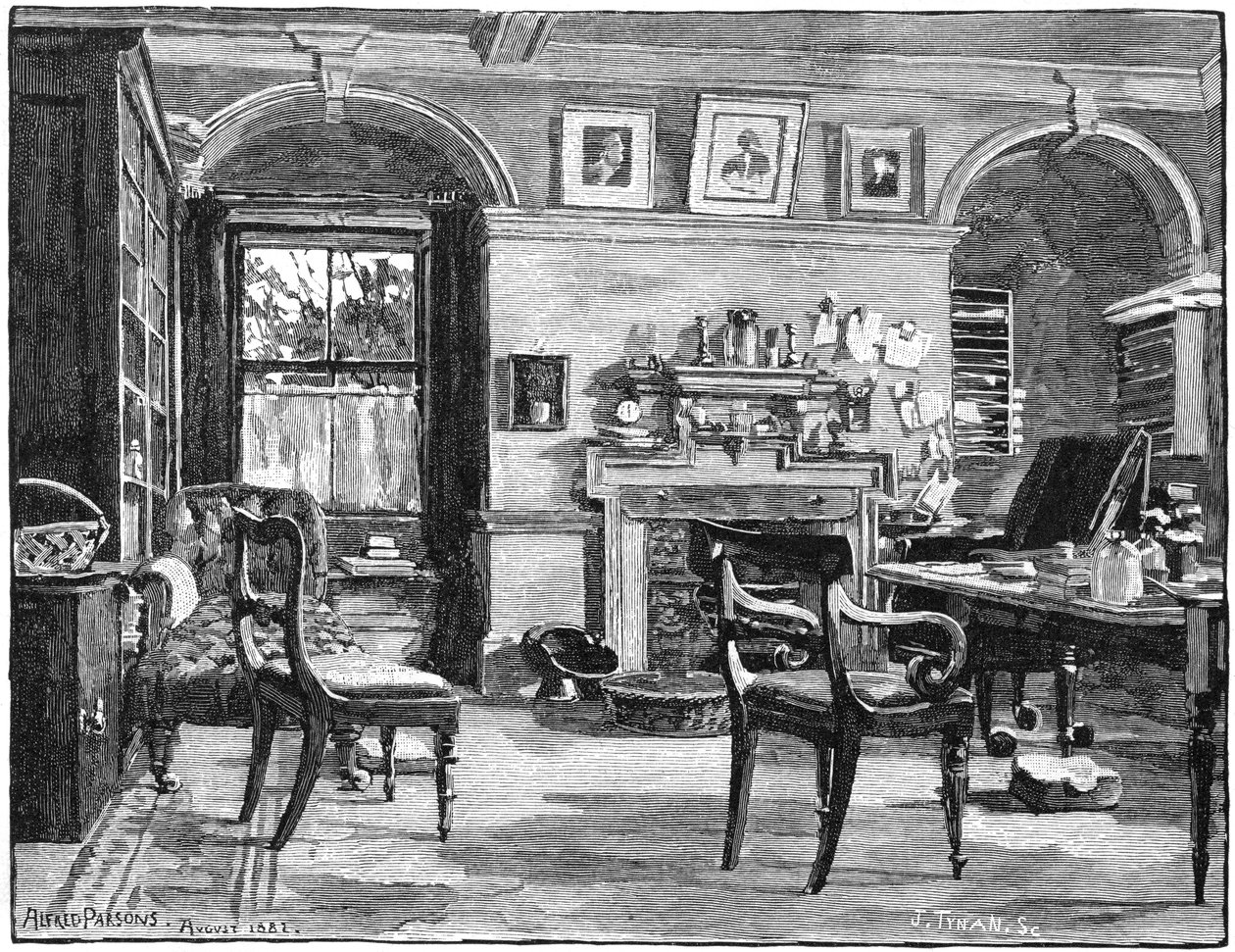 Studia Darwina w Down House, jego domu w pobliżu Beckenham w hrabstwie Kent, 1883 r. autorstwa Unbekannt