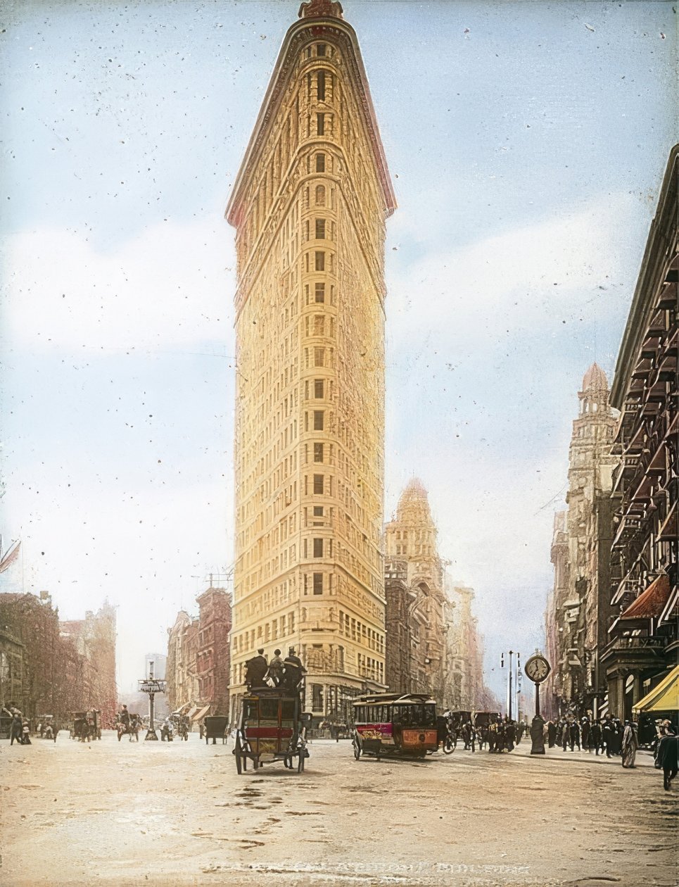 Budynek Flatiron (Budynek Fuller). Jeden z najstarszych drapaczy chmur w Nowym Jorku. Około 1905 autorstwa Unbekannt