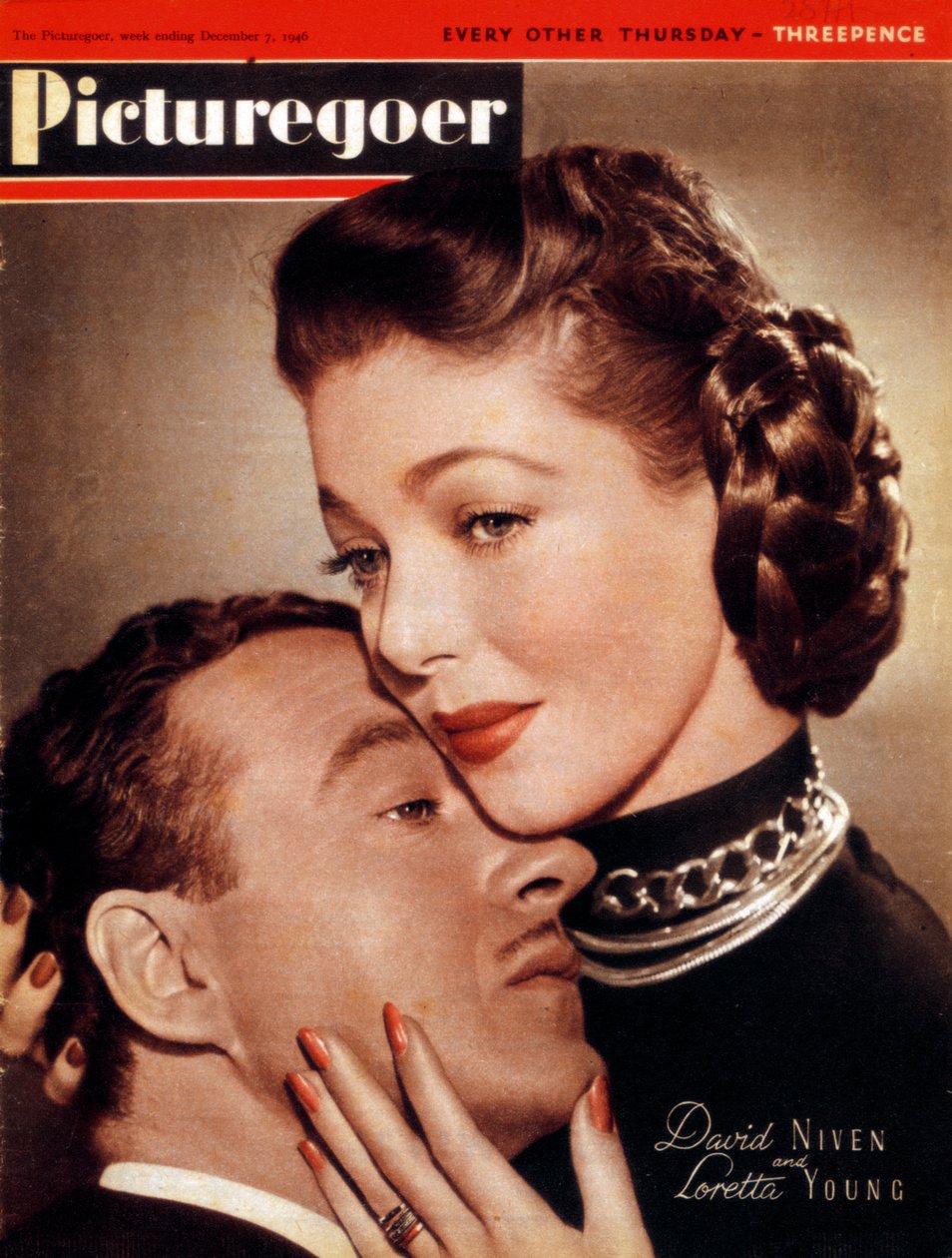 David Niven 1910-1983 i Loretta Young 1913-2000, aktorzy, 1946 autorstwa Unbekannt