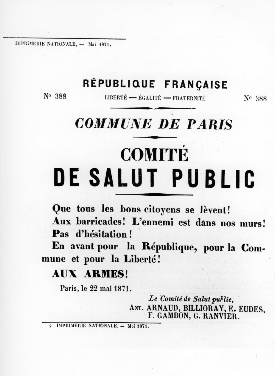 De Salut Public, z francuskich plakatów politycznych Komuny Paryskiej, maj 1871 autorstwa Unbekannt