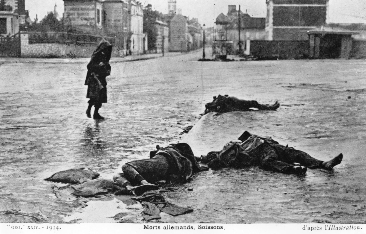 Martwi żołnierze niemieccy, Soissons, Francja, 1914 autorstwa Unbekannt